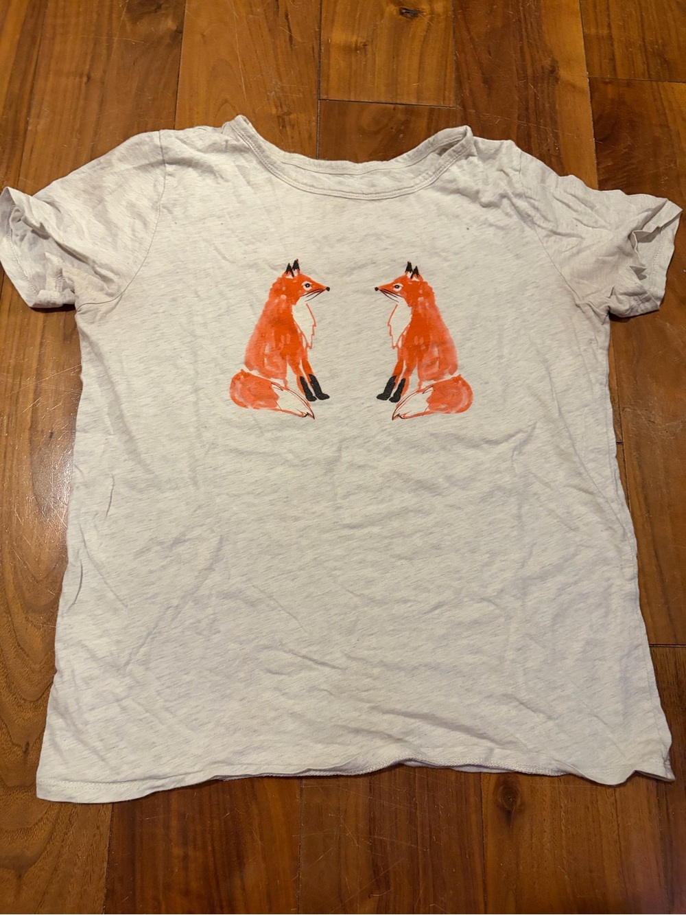 LOFT Cream Short Sleeve Tee with Orange Foxes
